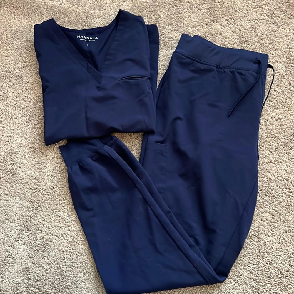 Mandala navy blue scrubs  XL tall bottoms L top
